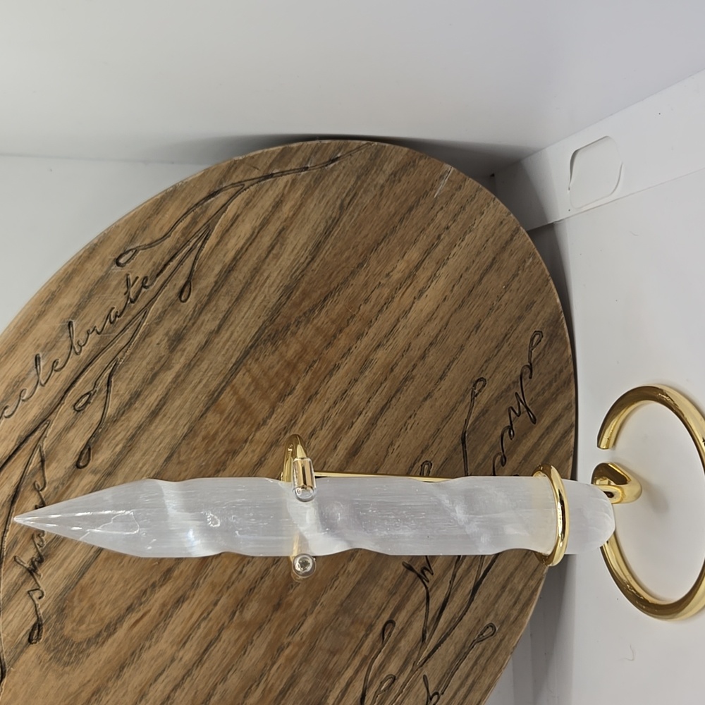 White 3 Spiral Selenite Wand 6"